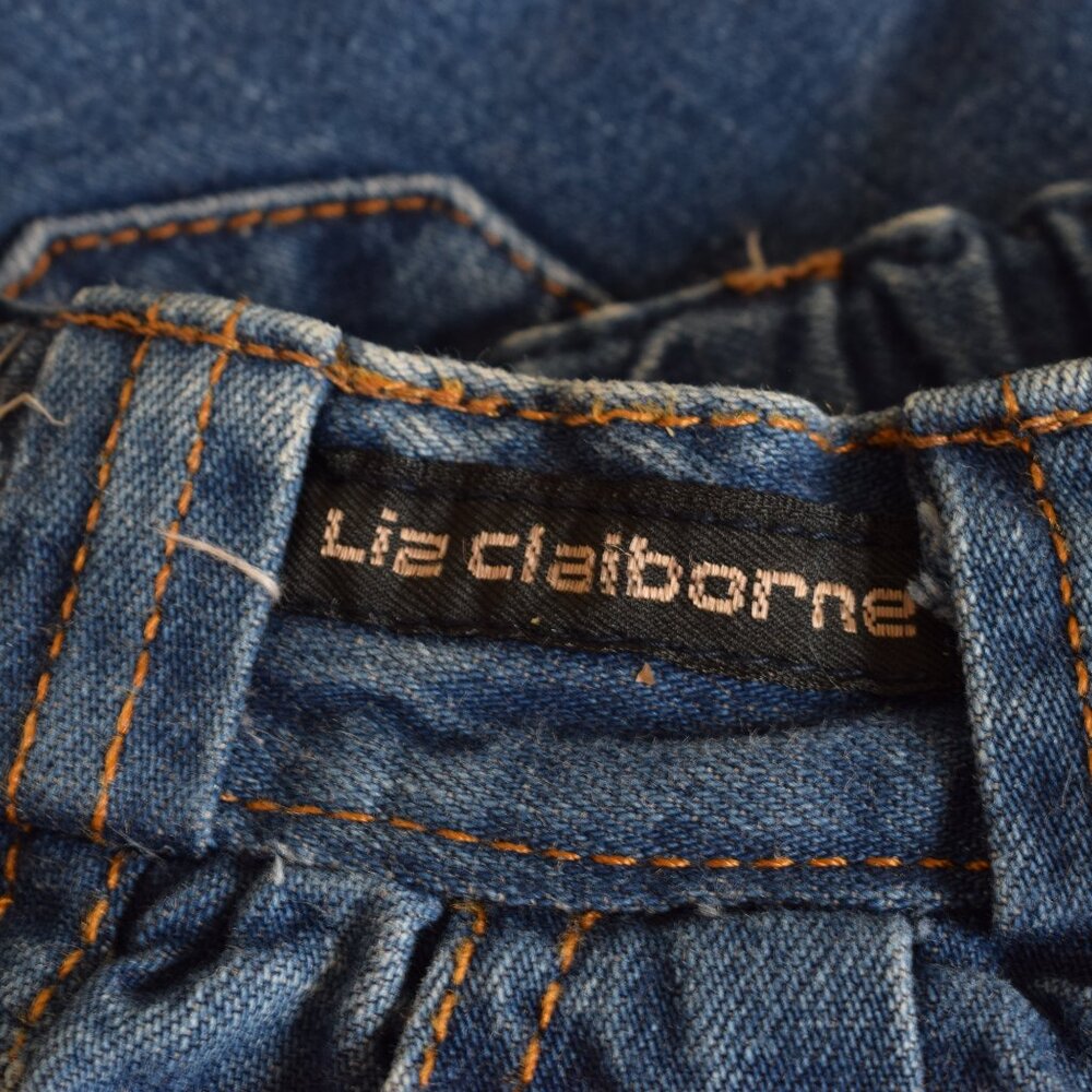 Vintage 1980s Blue‎ High-Waisted Cotton Shorts by Liz Claiborne | 22-24 waist - Picture 6 of 13